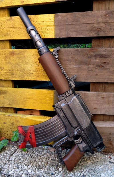 Custom nerf assault rifle mod retaliator recon machine gun cosplay postapocalyptic MK2 prop re...JPG