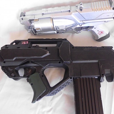 Nerf Strongarm:
N&J Arm Model Decapitator

Nerf Rayven:
N&J Arms Model TAR (Tactical Assault Rifle) mit Tim Taylor Mod