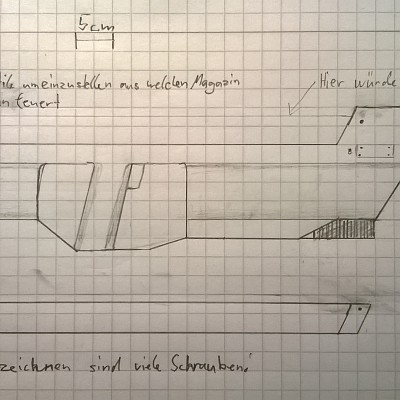 Version 1 des FTSG
3 Magazine a 20 Darts a 2,5cm Lange Darts.
