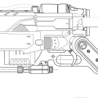 Retaliator Lasgun Falloutsryle
Wie wechselt man das Mag?
Vorderhebel Pumpgriff zum Spannen...