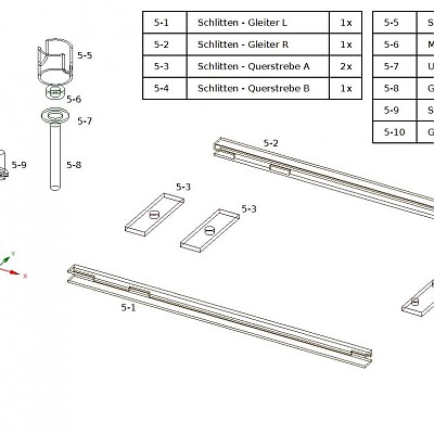 MAC Snap - Schlitten - Explosionszeichnung