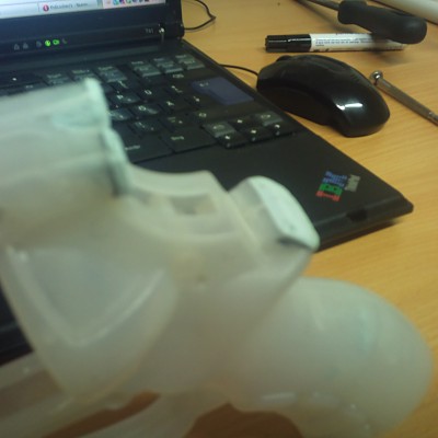 Die bearbeitete Knete am hinteren Ende