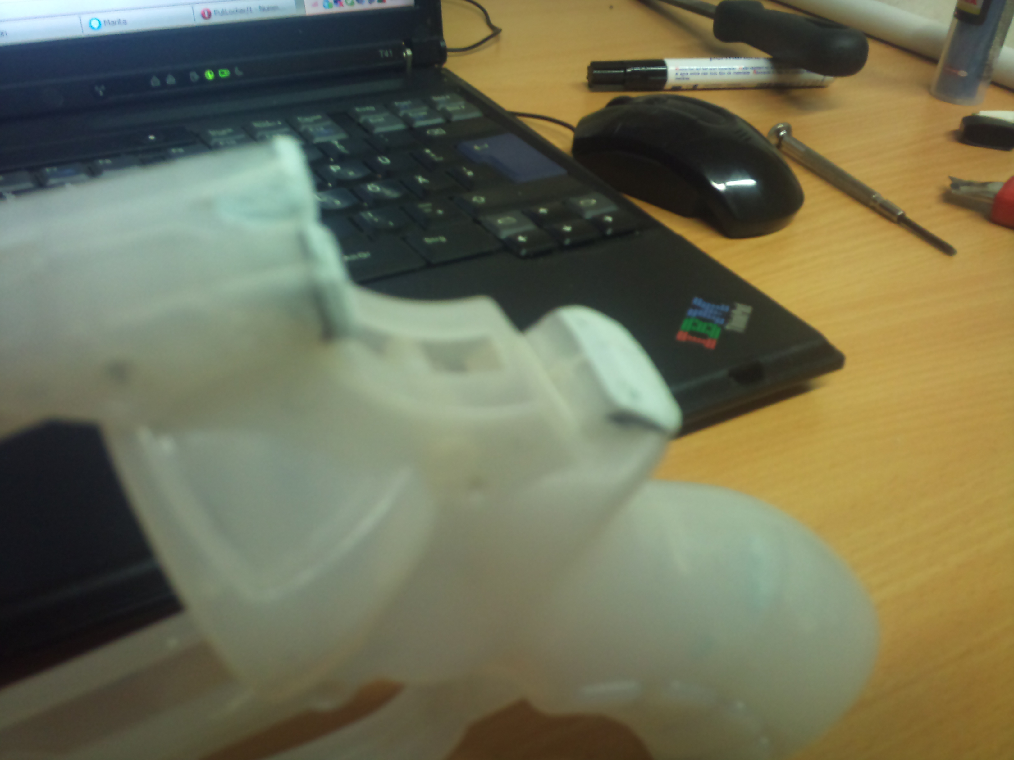 Die bearbeitete Knete am hinteren Ende