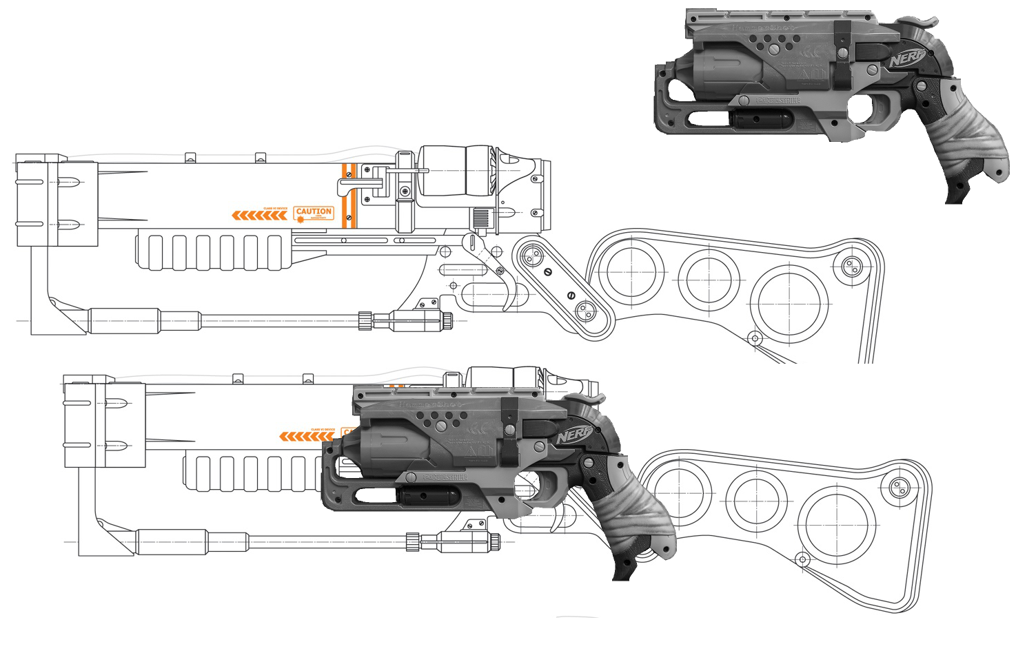 Hammer Lasgun Falloutstyle
Einfach mal sehen ob man das da unterbringt.
Natürlich muss dann auch ein rearloadingmod ran, sonst kann man sie net lade