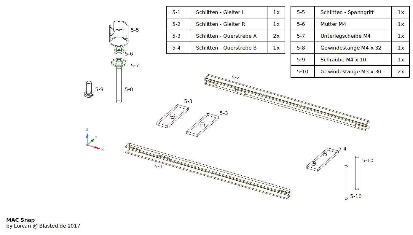 MAC Snap - Schlitten - Explosionszeichnung