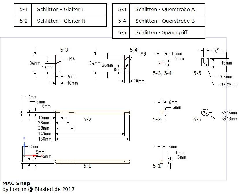 MAC Snap - Schlitten - Teile
