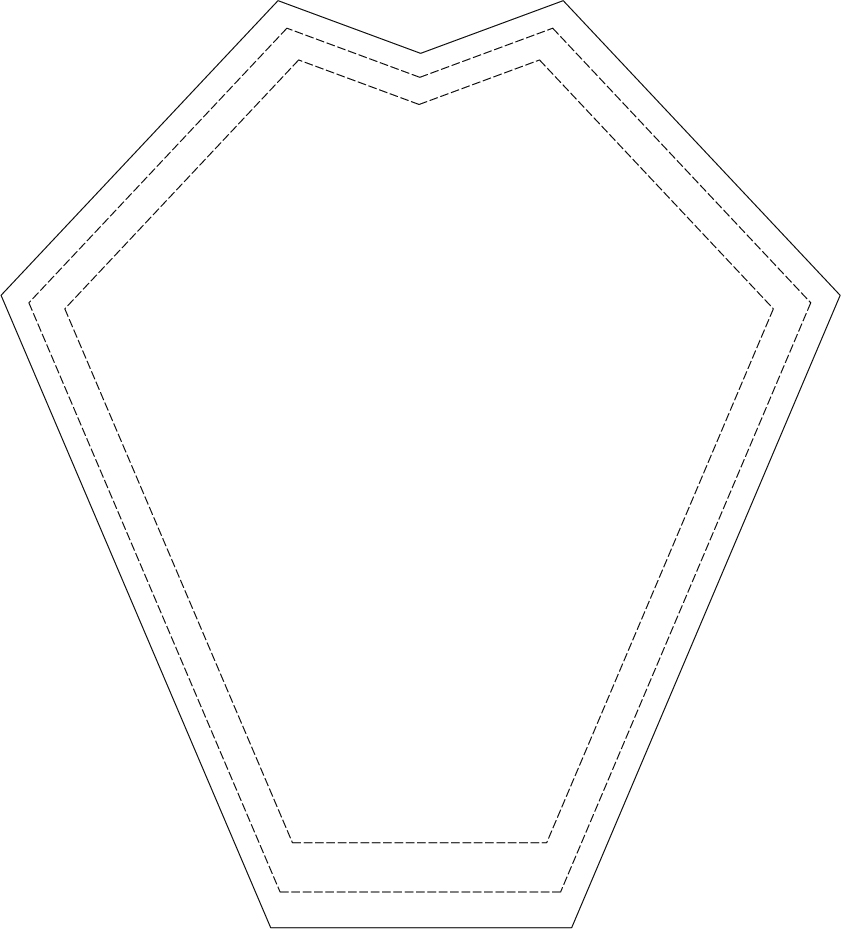 Rückenteil für Filz-Pad für selbstgenähtes Dart-Tag-Shirt.
Ausdruck auf A3